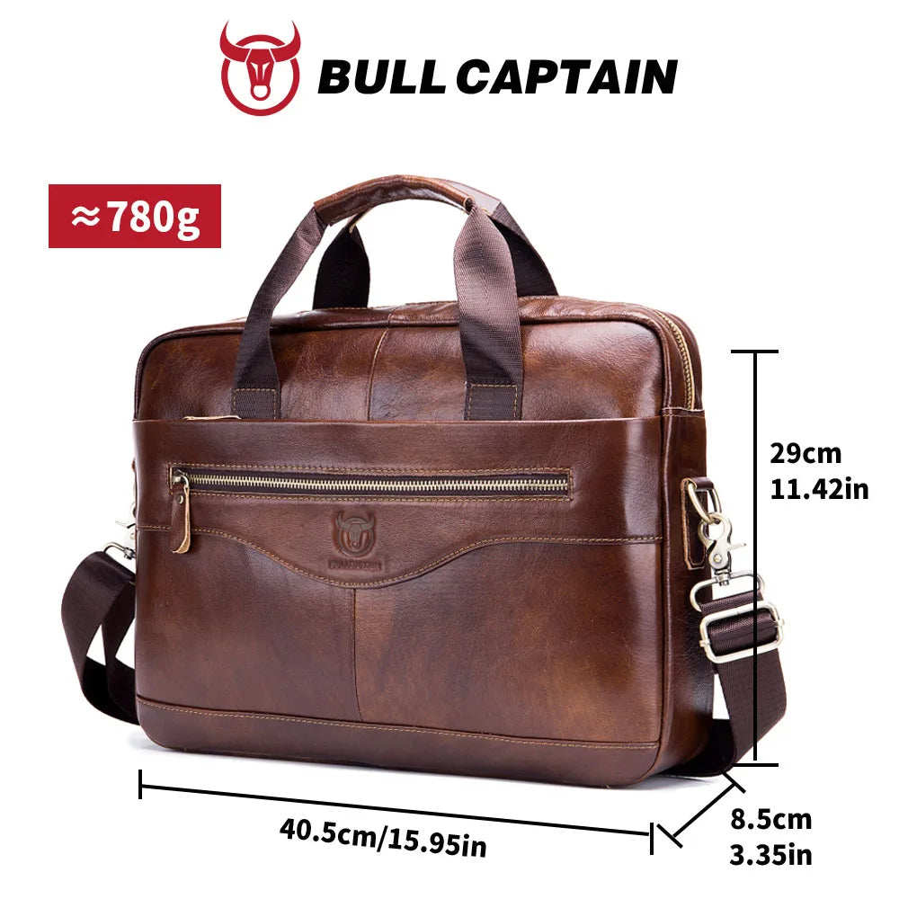 Serviette Homme Cuir Vache 1ère Couche Business Laptop 14" – CLEVI Paris