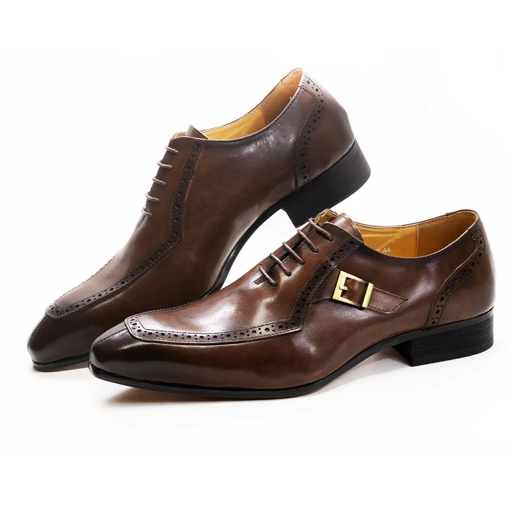 Oxford homme en cuir à lacets et détail boucle – CLEVI Paris