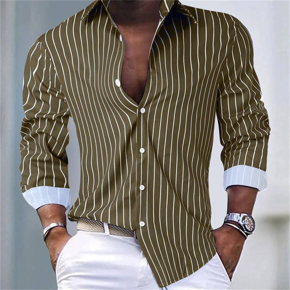 Chemise rayée homme manches longues – CLEVI Paris