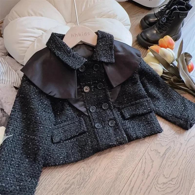 Ensemble fille noir veste et jupe courte – CLEVI Paris