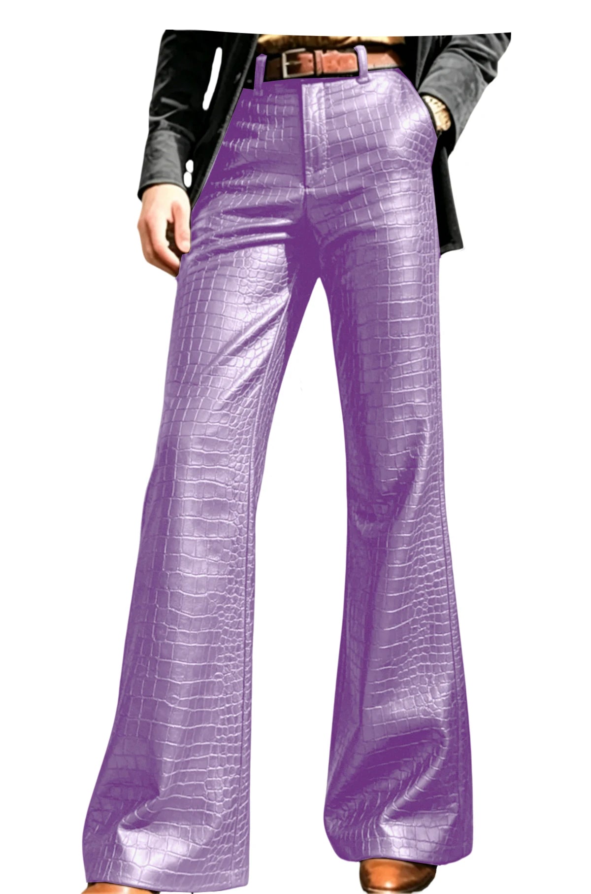 Pantalon évasé effet crocodile homme – CLEVI Paris