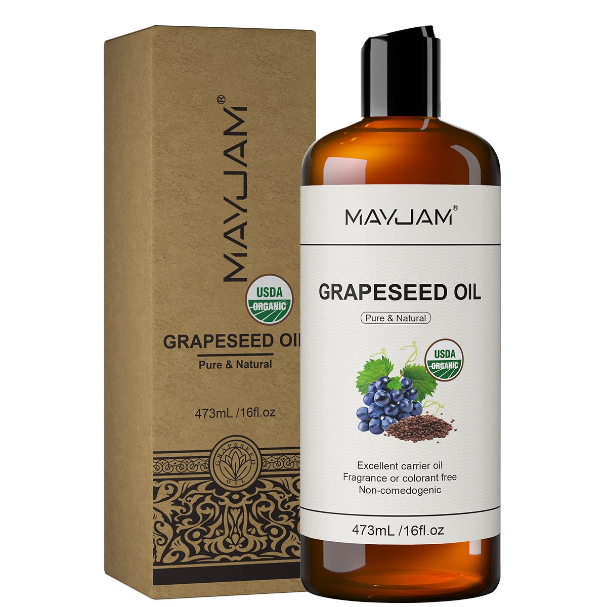 Huiles Végétales Pures MAYJAM 473ml – Argan, Jojoba, Coco, Amande Douce & Plus – CLEVI Paris