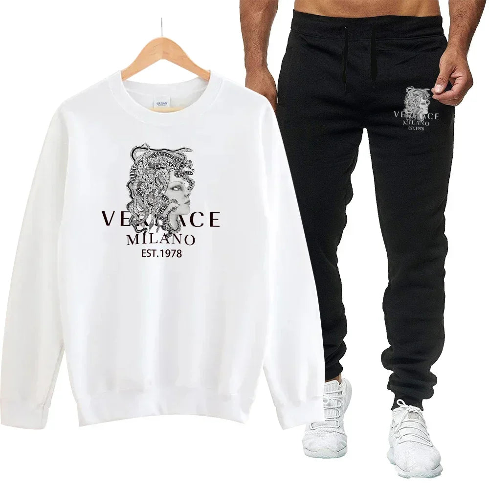 Ensemble Sweatshirt Homme Col Rond Imprimé Style Casual Sport – CLEVI Paris