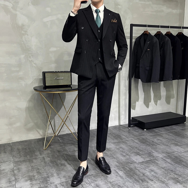 Costume 3 pièces rayé homme slim – CLEVI Paris