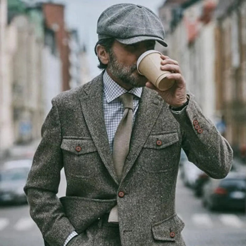 Blazer homme en tweed à chevrons – CLEVI Paris