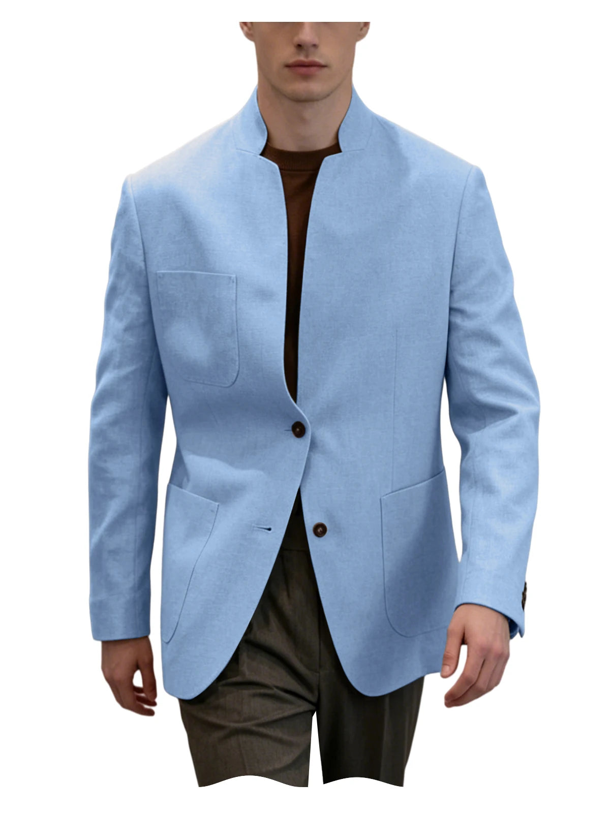 Blazer homme en lin – Col montant – CLEVI Paris