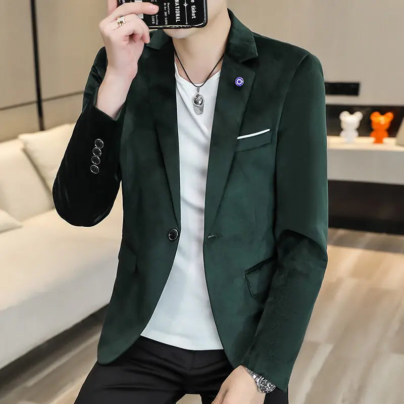 Blazer homme aspect velours, coupe ajustée – CLEVI Paris