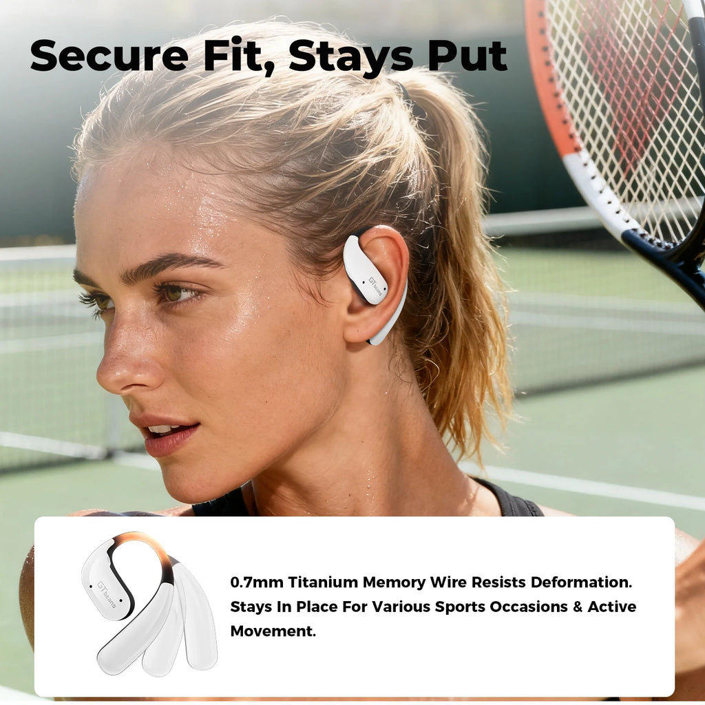 Écouteurs Open-Ear GTbeans BT 6.0 IP55 56h 4 Micros Siri – CLEVI Paris