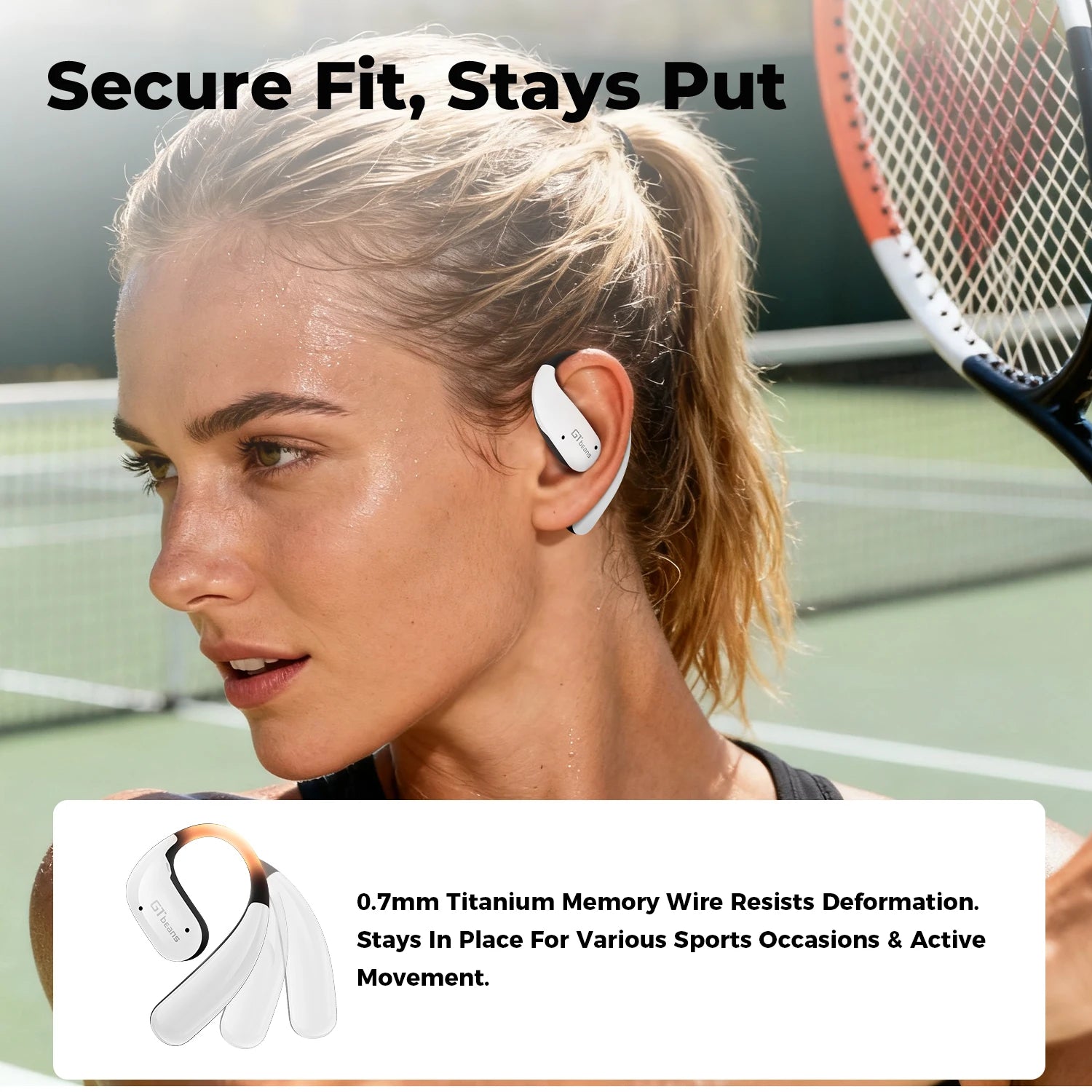 Écouteurs Open-Ear GTbeans BT 6.0 IP55 56h 4 Micros Siri – CLEVI Paris