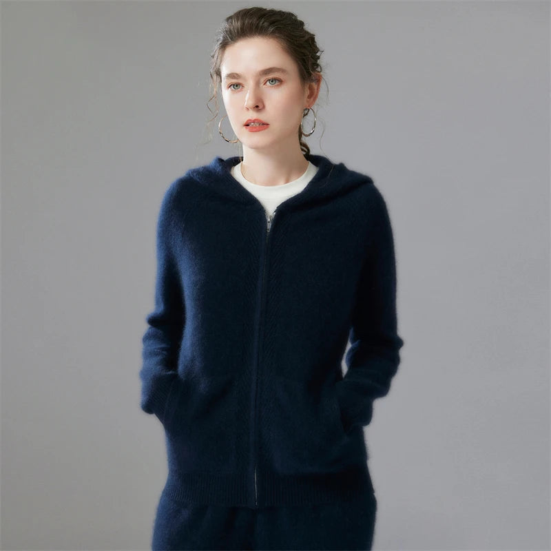 Ensemble cachemire femme à capuche et pantalon – CLEVI Paris