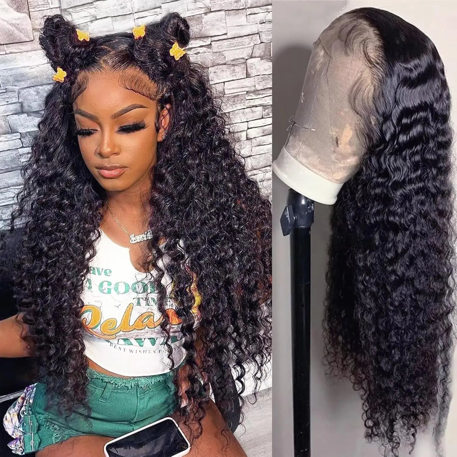 Perruque BOB Deep Wave Lace Front 13x4 HD Glueless Cheveux Humains 6-18 Pouces – CLEVI Paris