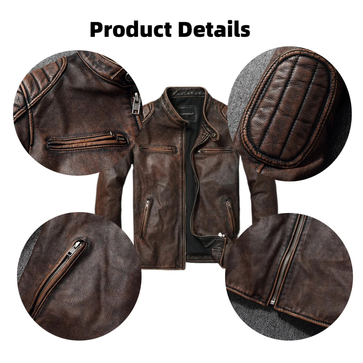 Blouson homme en cuir de vache, col montant – CLEVI Paris