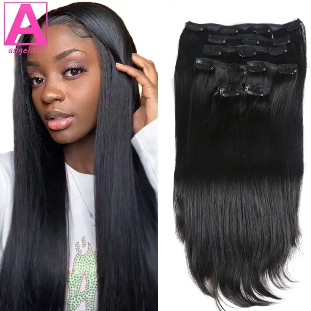 Extensions à Clips Straight Remy Hair Set Complet – CLEVI Paris