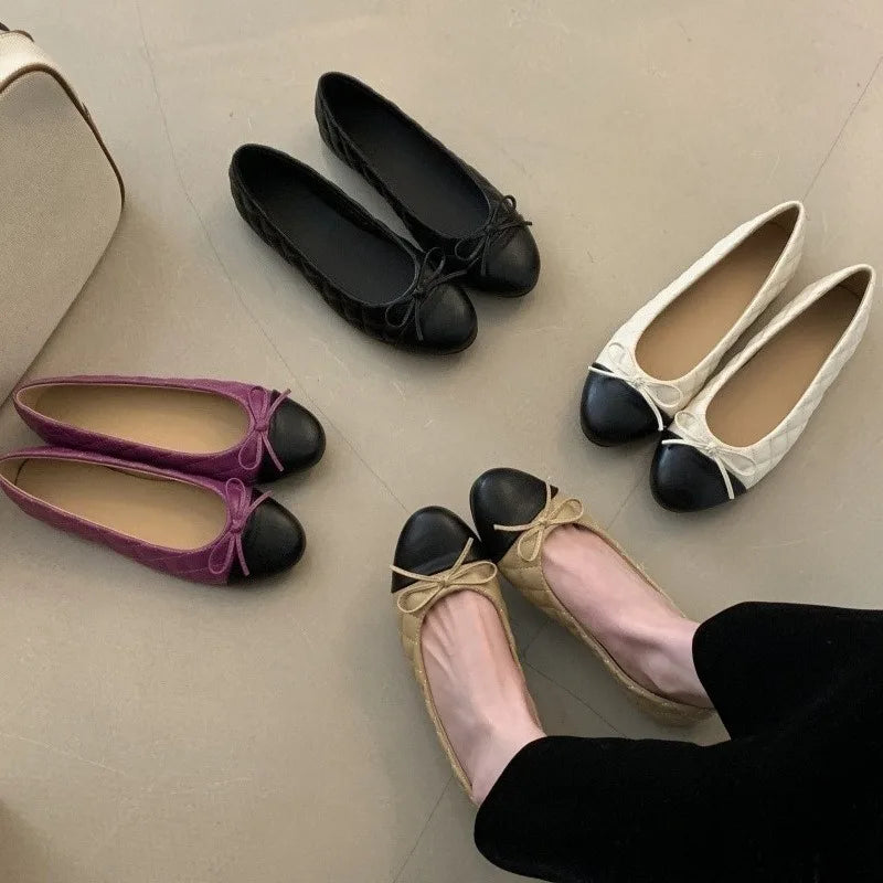 Ballerines femme à nœud et bout rond – CLEVI Paris