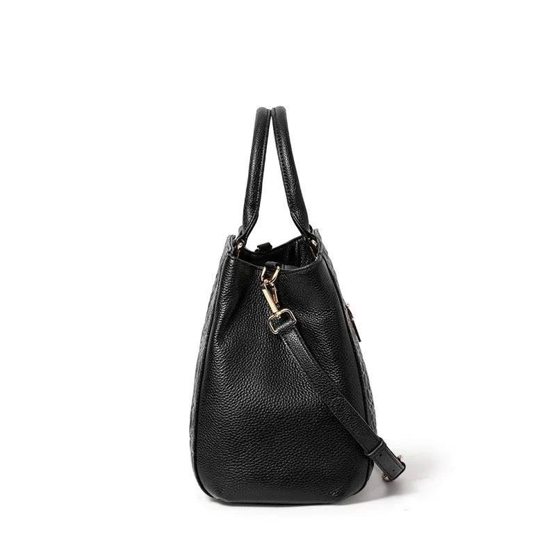 Sac Cabas Femme Cuir Véritable Roses 3D Gaufrées Noir – CLEVI Paris