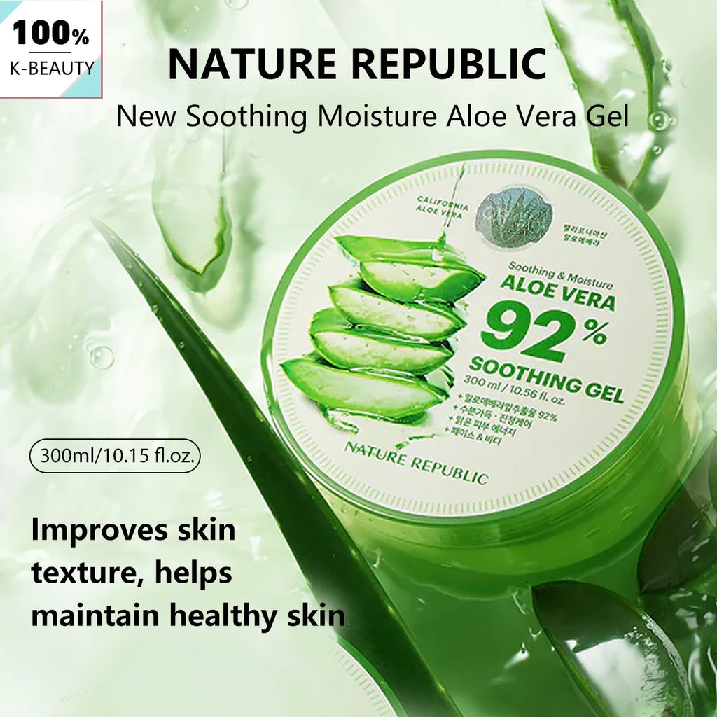 Gel Aloé Vera Hydratant Nature Republic – Soin Coréen Apaisant & Rafraîchissant 300ml – CLEVI Paris