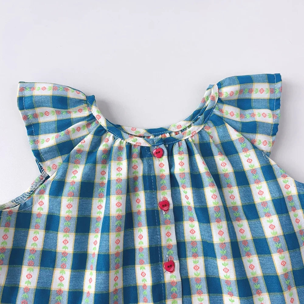 Ensemble fille haut et short à carreaux – CLEVI Paris