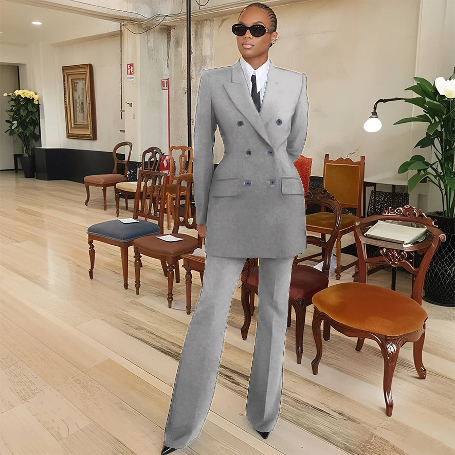Tailleur femme blazer et pantalon évasé – CLEVI Paris