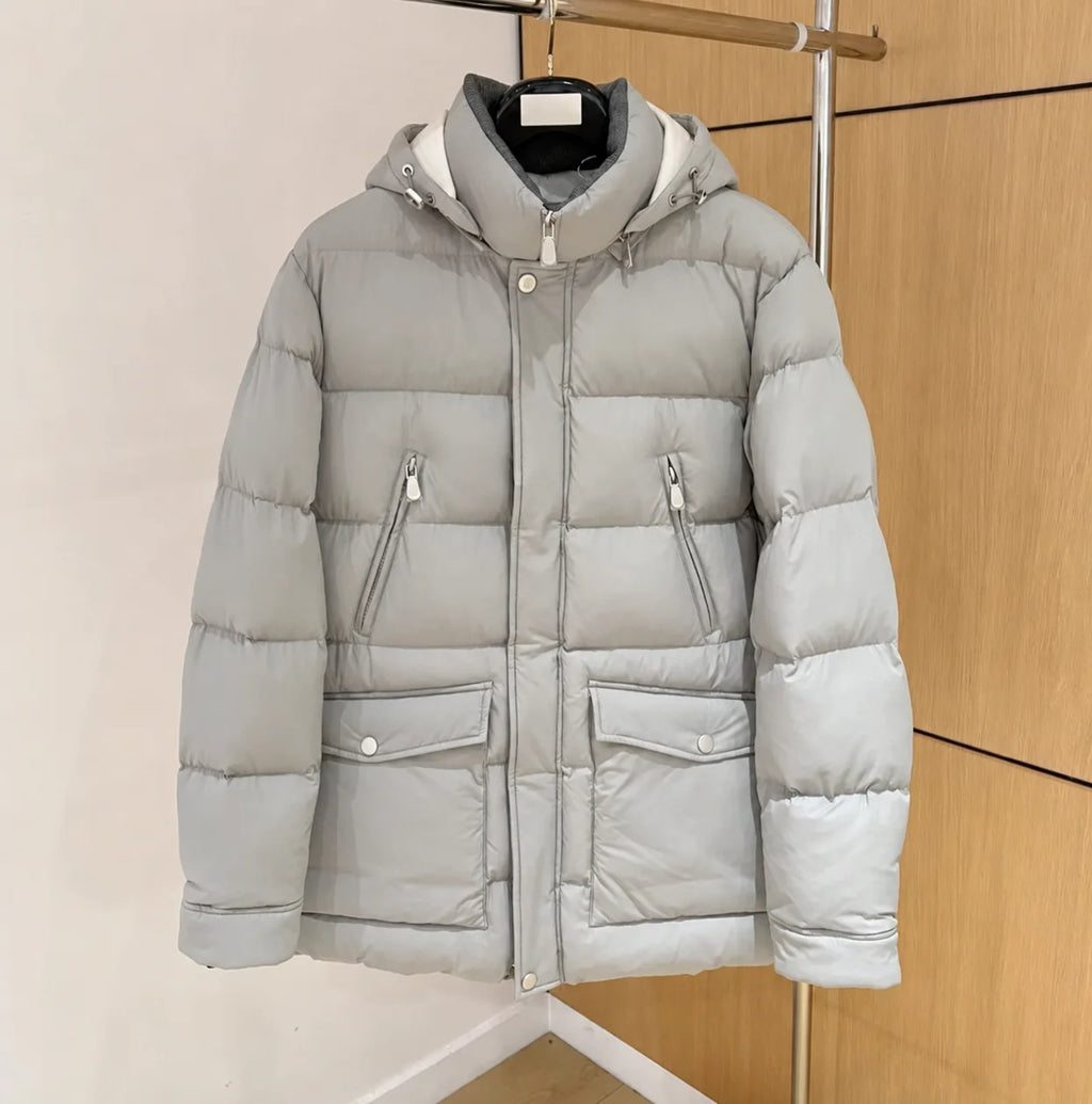 Veste homme à capuche en duvet de canard – CLEVI Paris