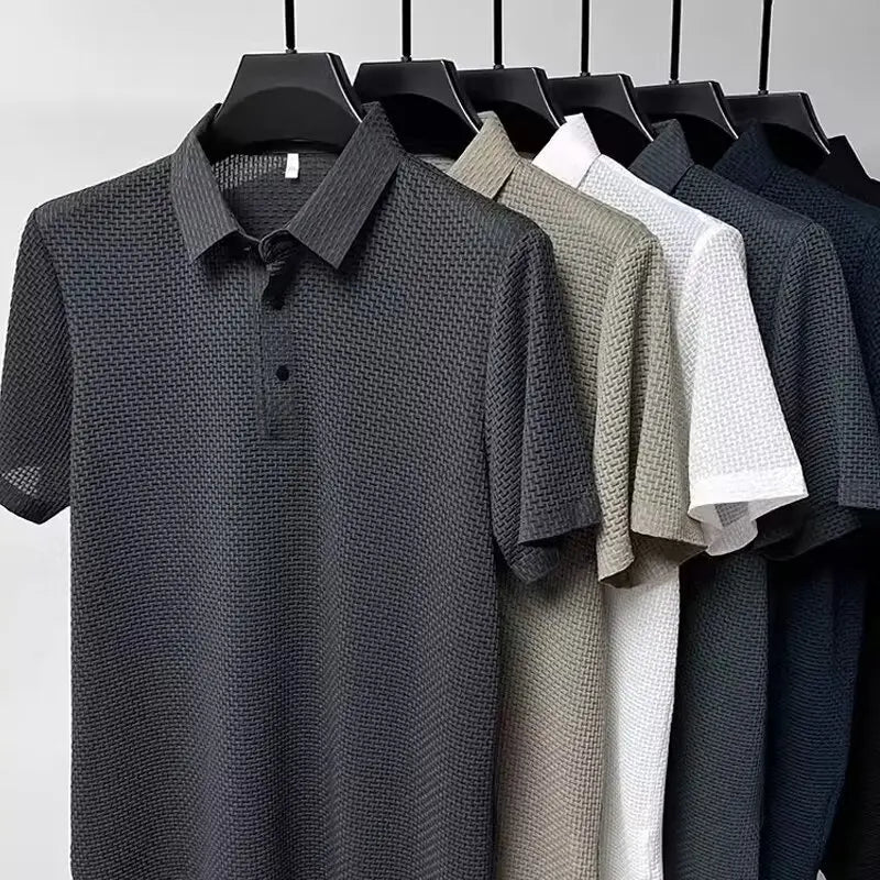 Polo Homme Ice Silk Ajourné Manches Courtes Respirant Business Casual Été Multi-Couleurs M-5XL – CLEVI Paris
