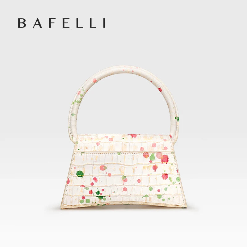 Sac à Main Femme Cuir Véritable Demi-Lune Motif Floral Fermeture Cadenas – CLEVI Paris