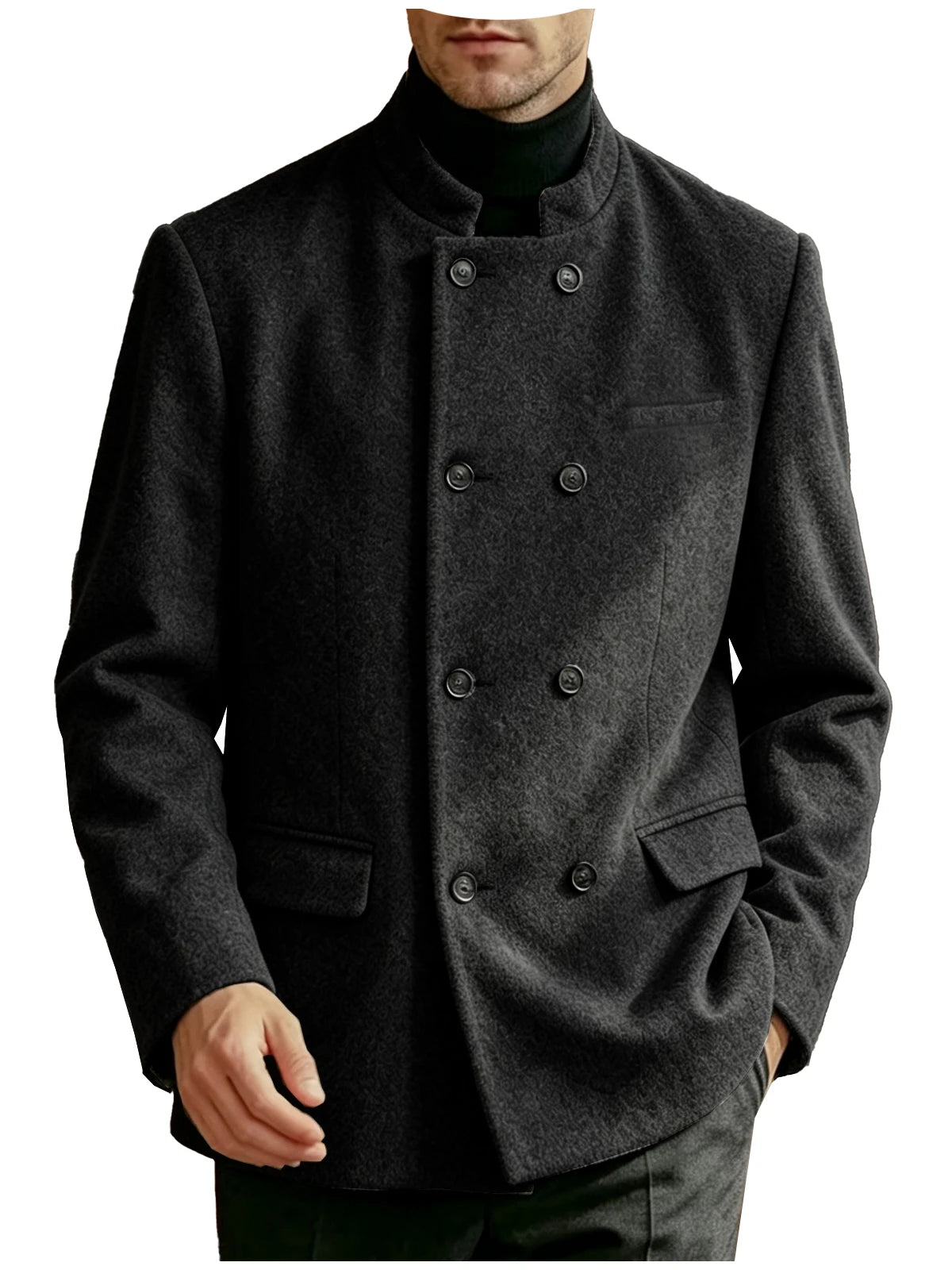 Veste homme à col montant et double boutonnage – CLEVI Paris