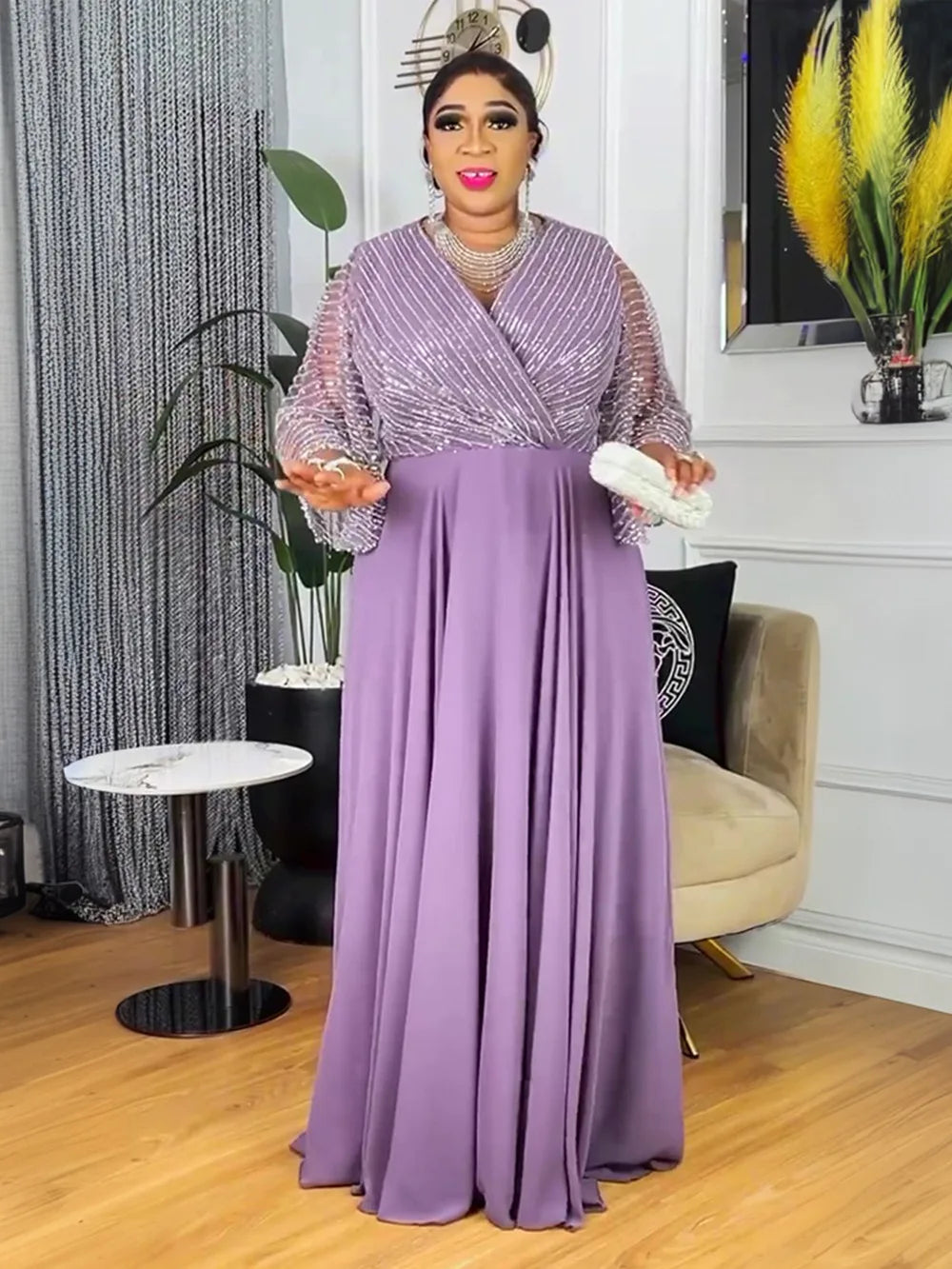 Robe longue africaine de fête – CLEVI Paris