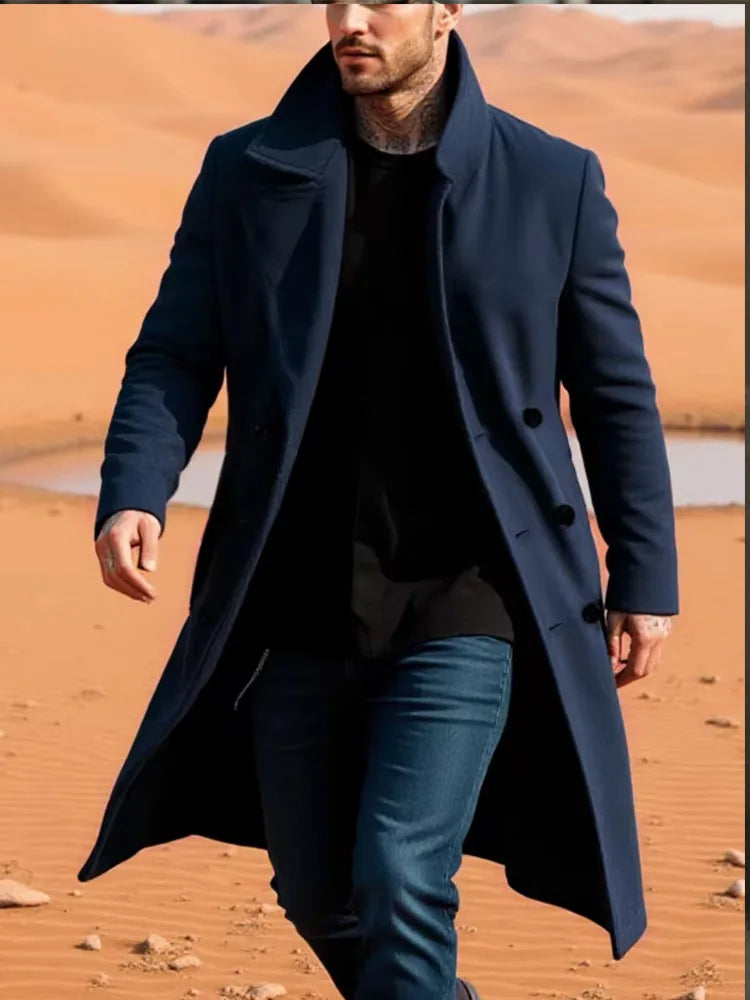 Manteau homme croisé aspect laine à revers – CLEVI Paris