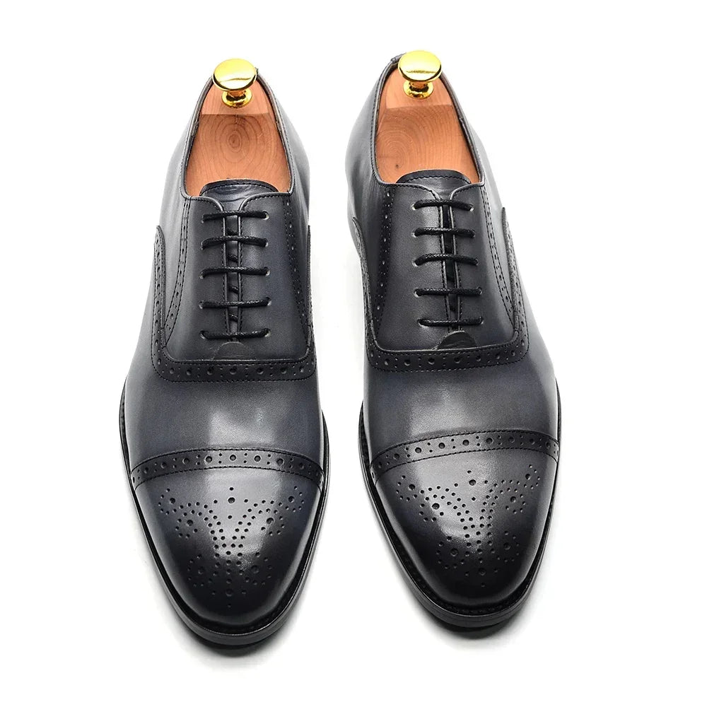 Oxford brogue homme en cuir à lacets – CLEVI Paris