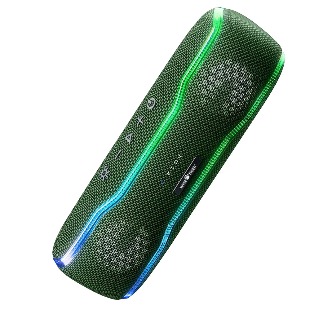 Enceinte Bluetooth Outdoor 25W – IPX7, 24h, Lumières RGB, Stéréo | WISETIGER F10C