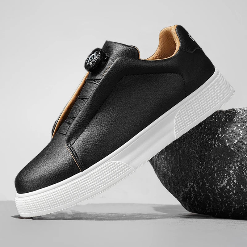 Sneakers Casual Homme Cuir PU Blanc Noir Bleu – CLEVI Paris