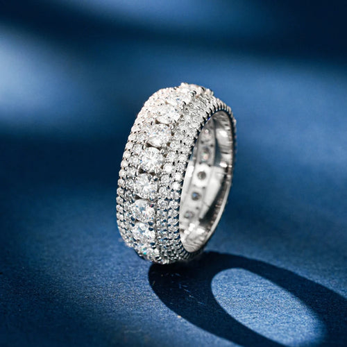 Bague Cocktail Triple Rang Moissanite Pavé – CLEVI Paris