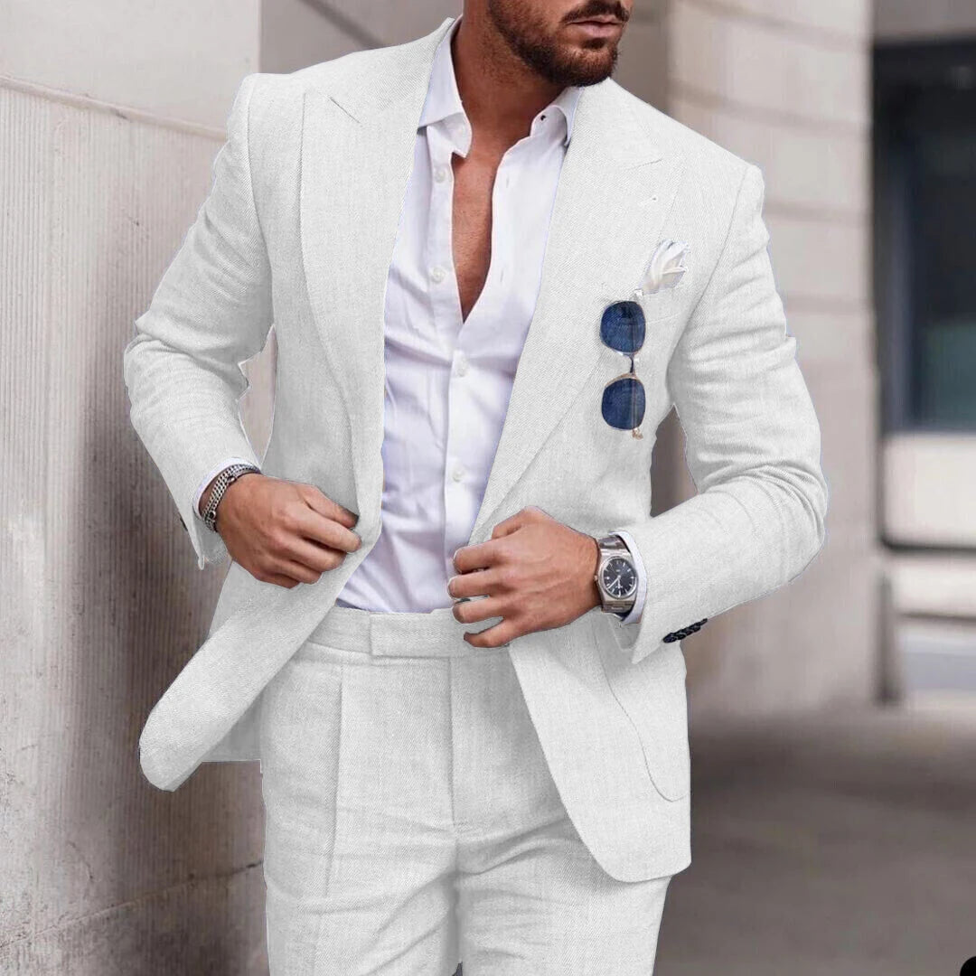 Costume Lin Homme 2 Pièces Coupe Ajustée – CLEVI Paris