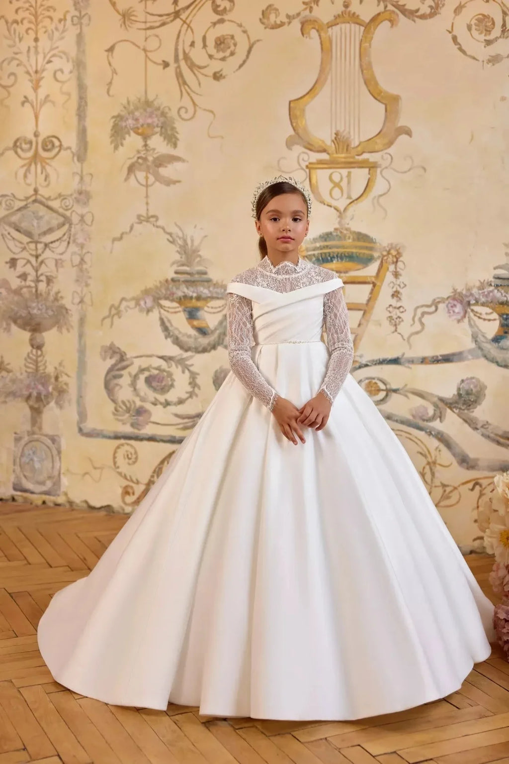 Robe longue de cérémonie fille drapée – CLEVI Paris