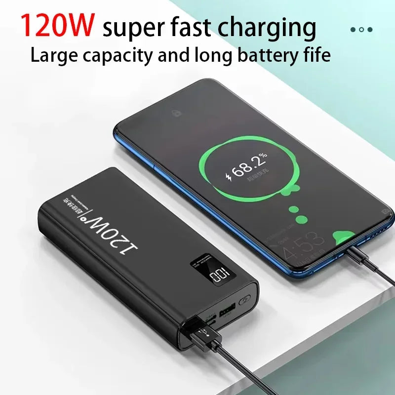 Batterie Externe Lenovo 120W Charge Rapide + Sans Fil Qi 15W Affichage LED USB-C Compact 240g – CLEVI Paris
