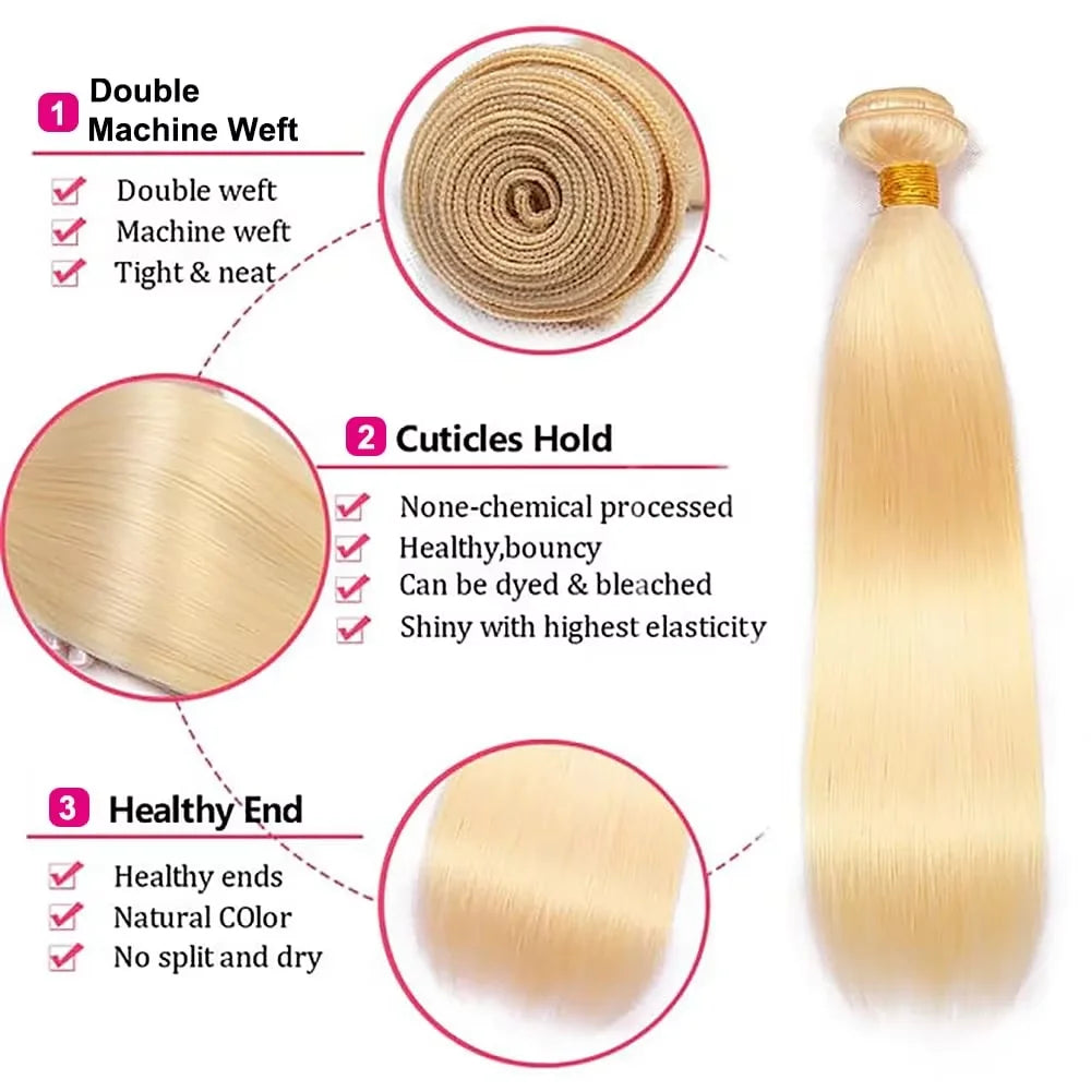 Bundles Cheveux Humains Lisses Blonde 613 Brésiliens Très Longues Cheetahbeauty – CLEVI Paris