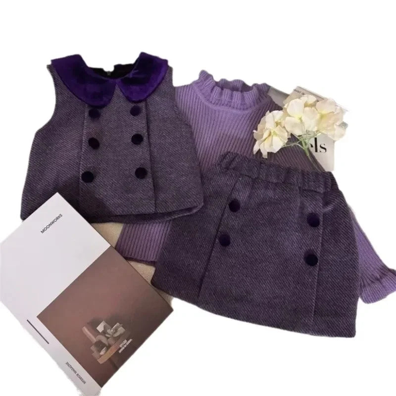 Ensemble enfant gilet, jupe et T-shirt – CLEVI Paris