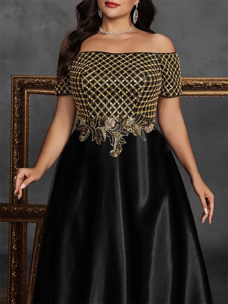 Robe de soirée noire à sequins – CLEVI Paris
