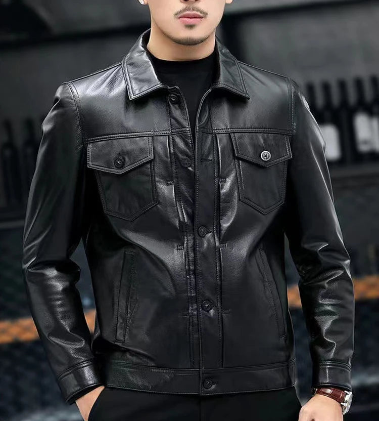 Veste homme en cuir de vachette à poches – CLEVI Paris