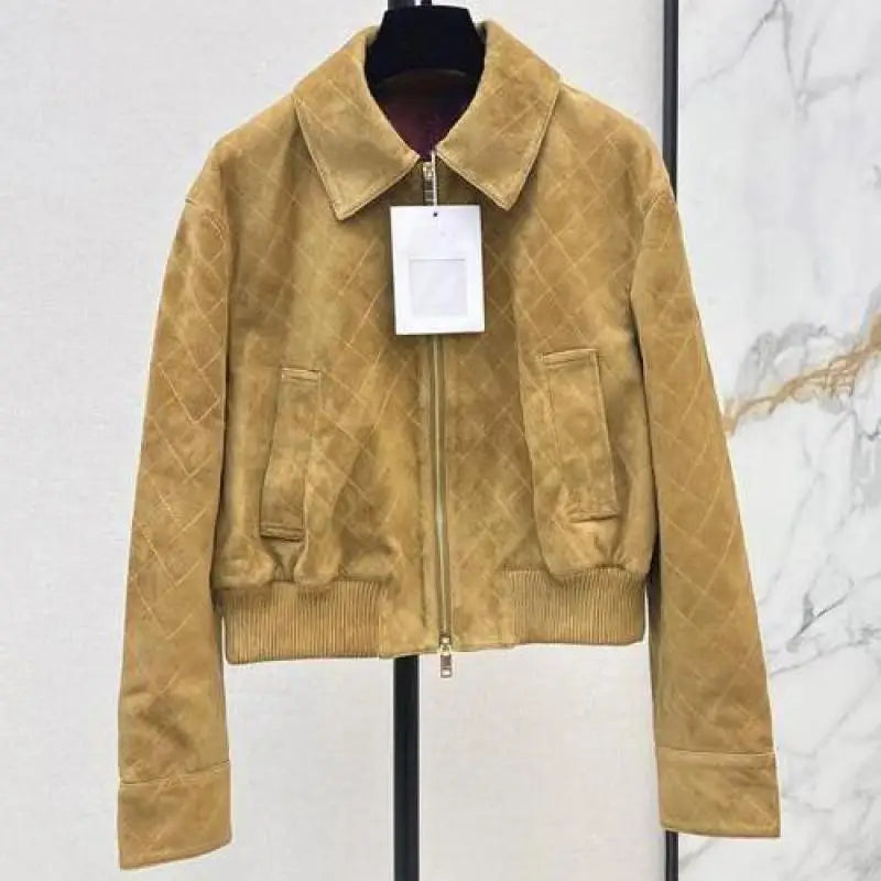 Veste femme effet suédé à motif losanges – CLEVI Paris