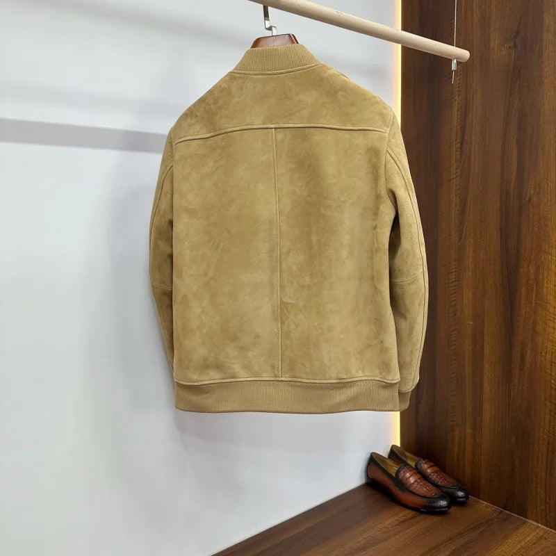 Bomber homme en cuir aspect daim – CLEVI Paris