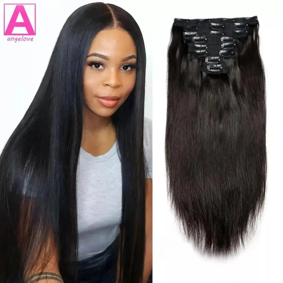 Extensions Clips Cheveux Humains Remy Lisses 8 Pcs – CLEVI Paris