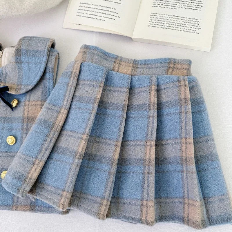 Ensemble fille 2 pièces avec jupe à carreaux – CLEVI Paris
