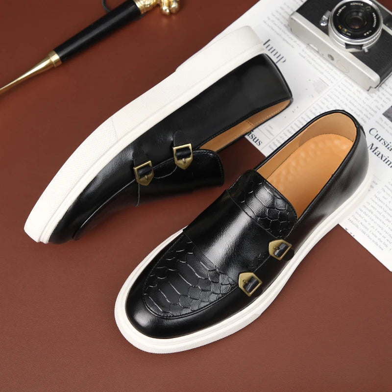 Loafers Homme Cuir Embossé Tassel Slip-On – CLEVI Paris