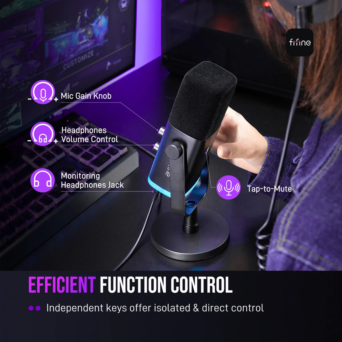 Microphone FIFINE AM8 USB/XLR Dynamique RGB Gaming Podcast – CLEVI Paris