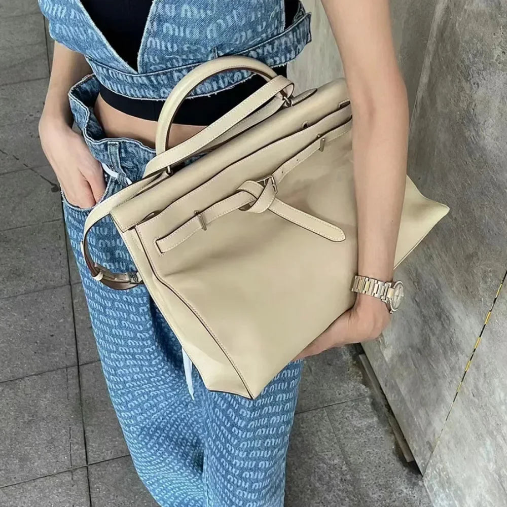 Sac À Main Femme Cuir Véritable Structuré Rabat Business – CLEVI Paris