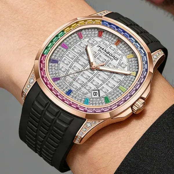 HANBORO 754 Montre Homme Automatique Miyota 8215 Carrée Saphir Cristaux – CLEVI Paris