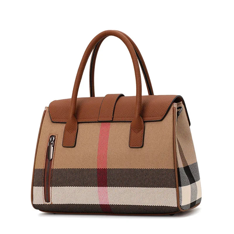 Sac Bandoulière Toile Carreaux Multicolore Cuir Femme – CLEVI Paris