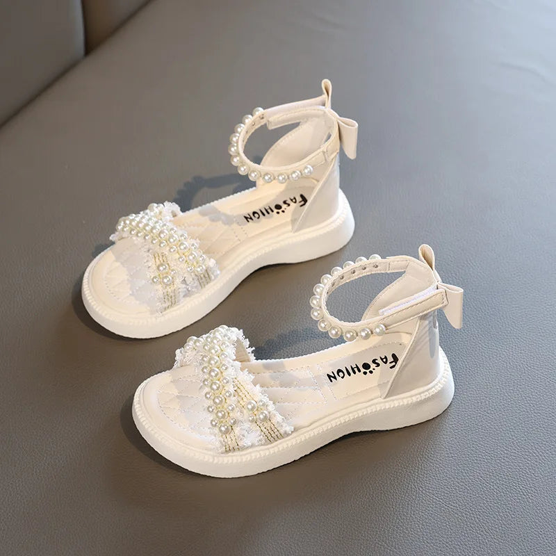 Sandales fille à nœud et perles décoratives – CLEVI Paris