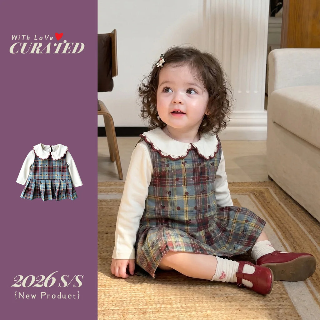 Ensemble bébé fille jupe et gilet à carreaux – CLEVI Paris